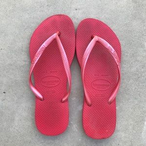 Coral Slim Strap Havaianas Sandals Size 37-38